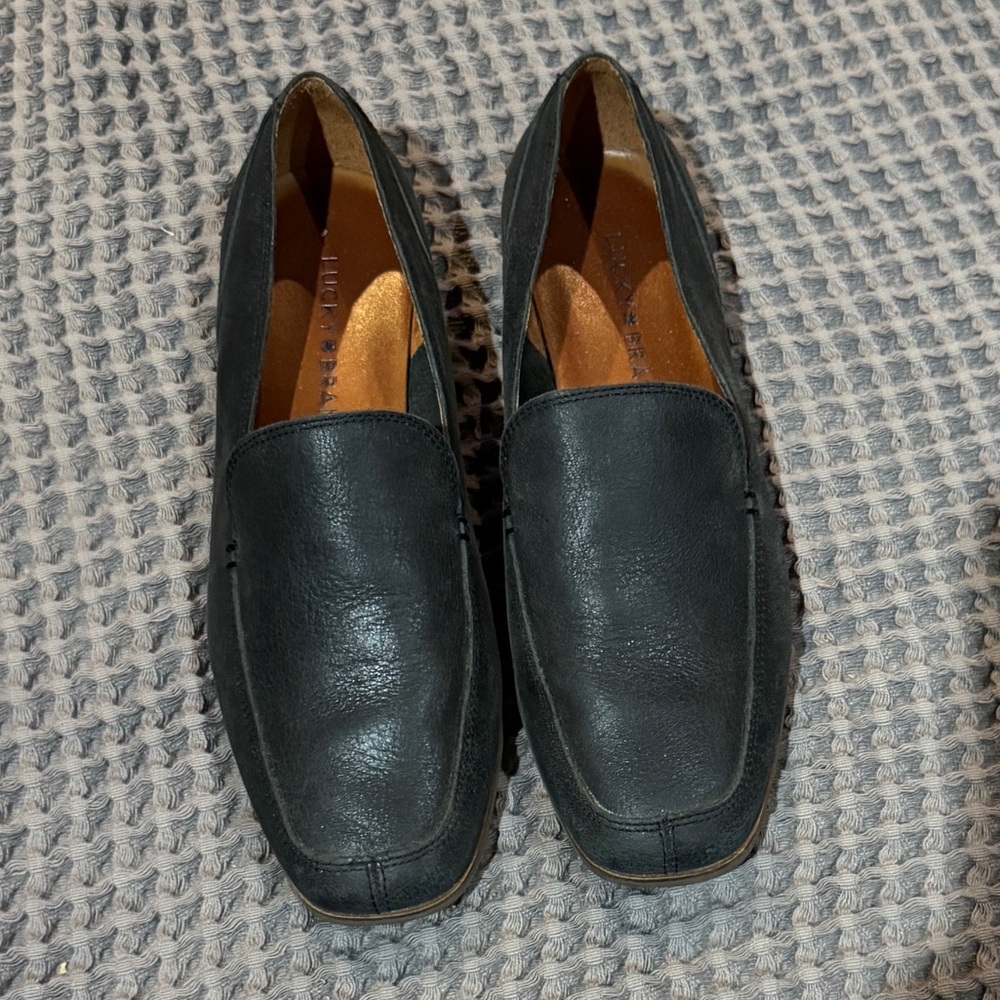 Lucky Brand Dark Navy Leather Slip-On Loafers Size 7